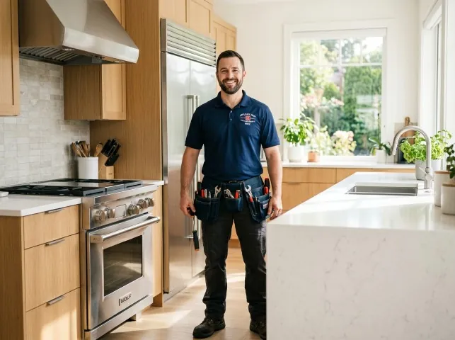 Appliance Repair Hero technician in a Bloomingburg, NY kitchen after an appliance repair